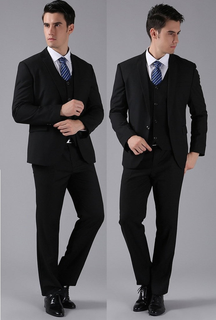 4-piece Classic 1-Button Formal Full Suit set (Jacket, Pant, Vest & Ti ...