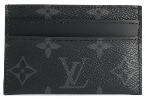 Louis Vuitton Coin Card Holder Monogram Eclipse Taiga Black in