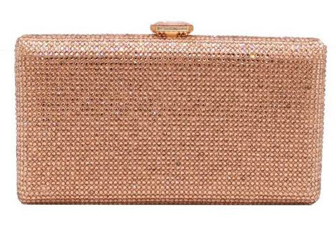 Champagne coloured diamante encrusted acrylic evening clutch