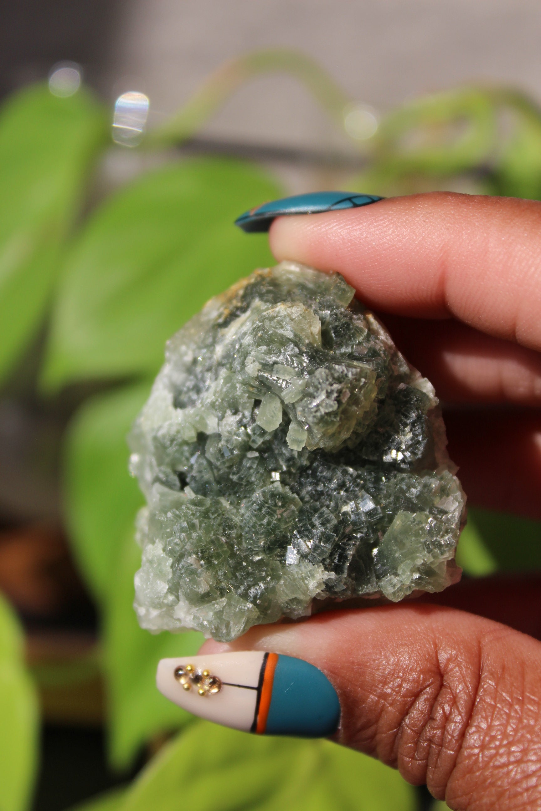 Prehnite and Epidote with Actinolite Cluster Specimen - Morocco | Raw Crystals | Tons of Soul