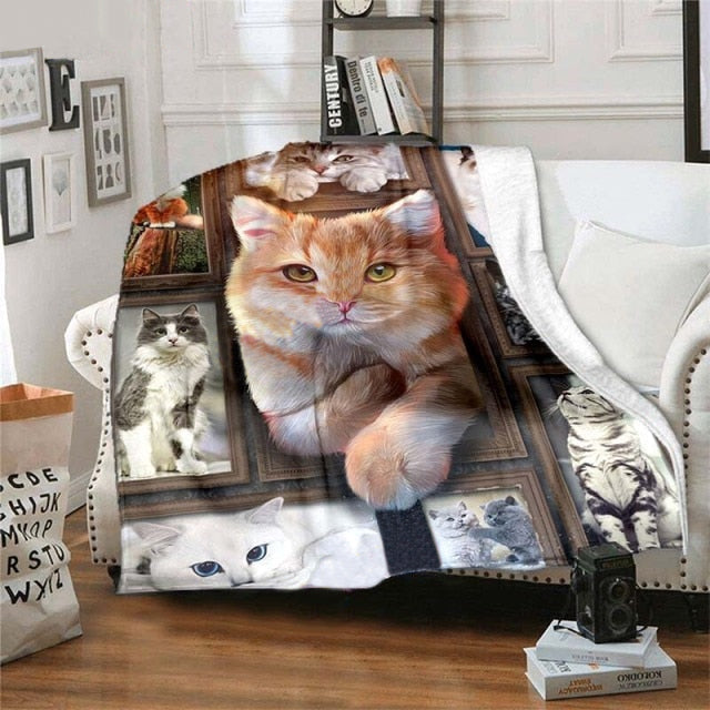 Cozy Cat 3D Flannel Blanket0