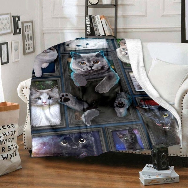 Cozy Cat 3D Flannel Blanket2