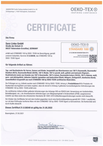 Oeko-Tex-Zertifikat deutsch