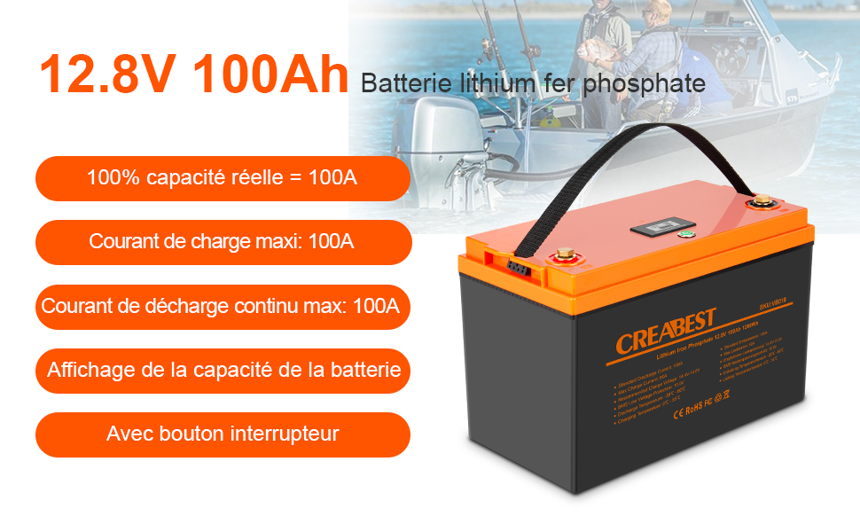 Batterie LiFePO4 100Ah 12.8V pour camping-car caravane camping