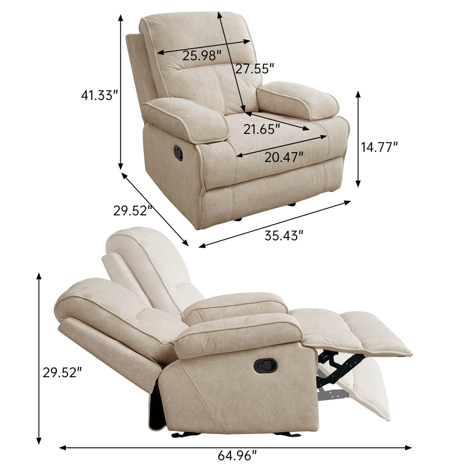 Asjmreye manual recliner chair size