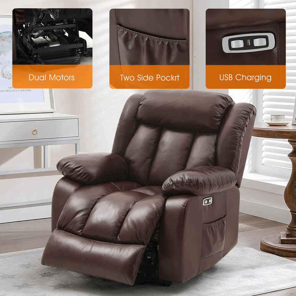 Infinite Position Lift Recliner Chair for Elderly - Real Leather