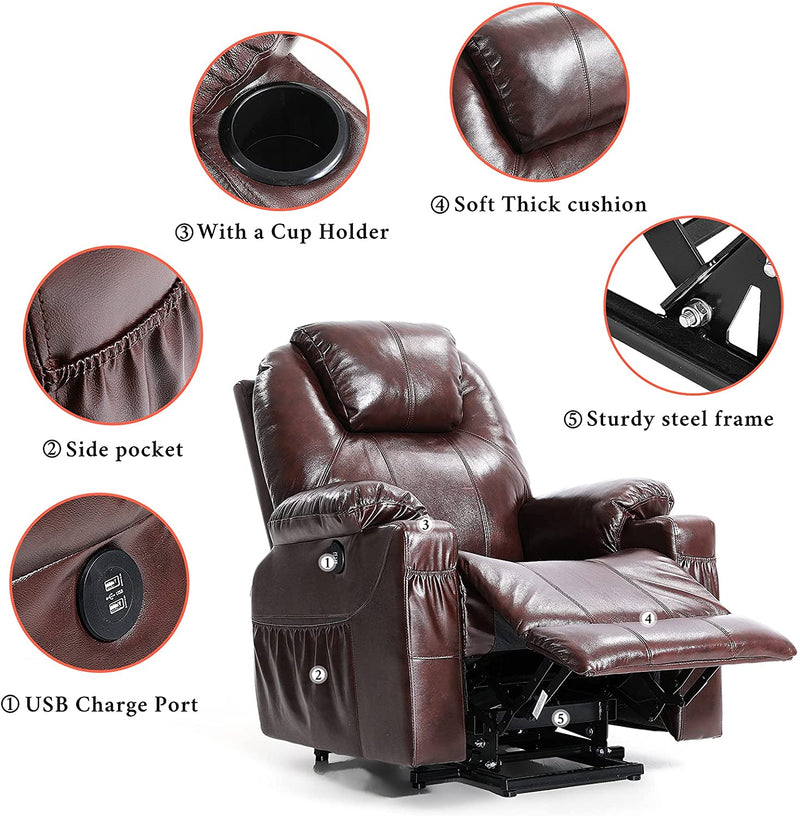 3-Position Power Lift Recliner Chair for Elderly W/ Massage and Heating