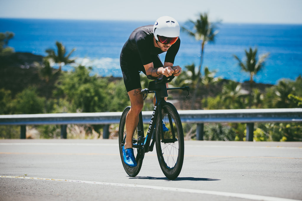 Fe226 AeroForce triathlon suit is made for racing ironman hawaii. Our fastest and best triathlon suit for ironman racing in kona. Fast in the water, fastest on the bike and with ColdBlack