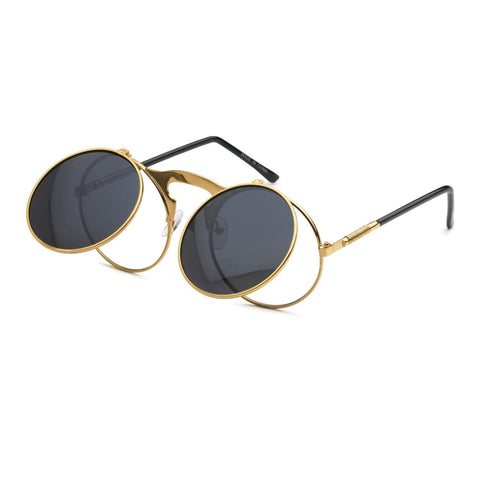 gold flip up sunglasses