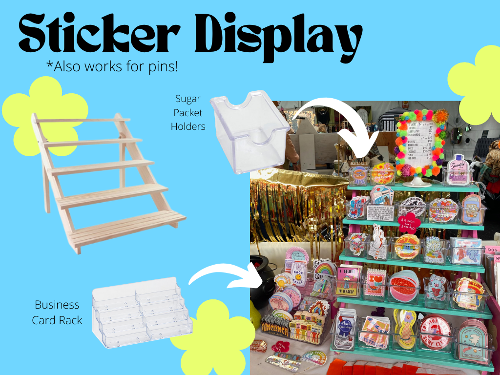 want to learn sticker businesses  Craft market display, Craft fair booth  display, Craft fairs booth