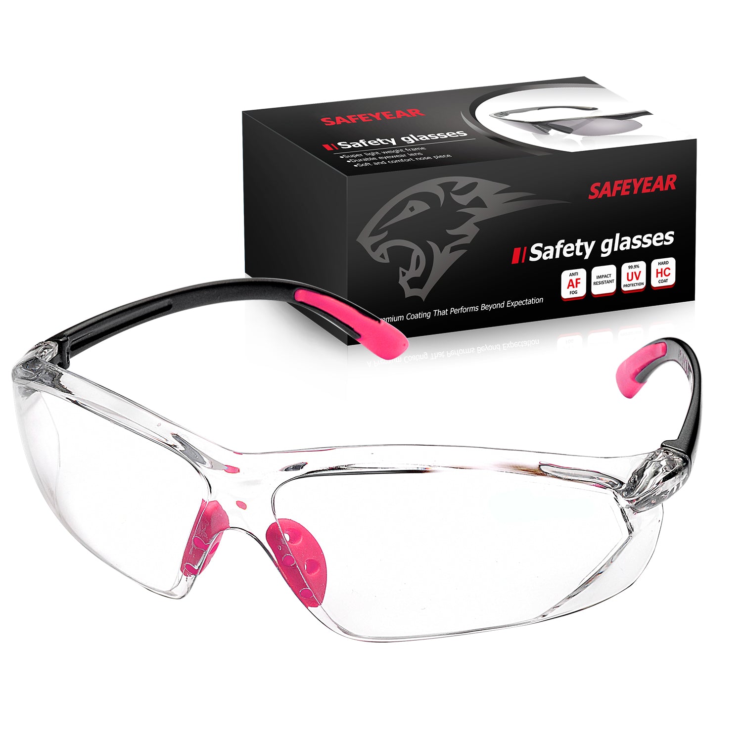 Safeyear Women Safety Glasses Anti Fog Lens Hd Clear Scratch Resistant Safetoe Ppe