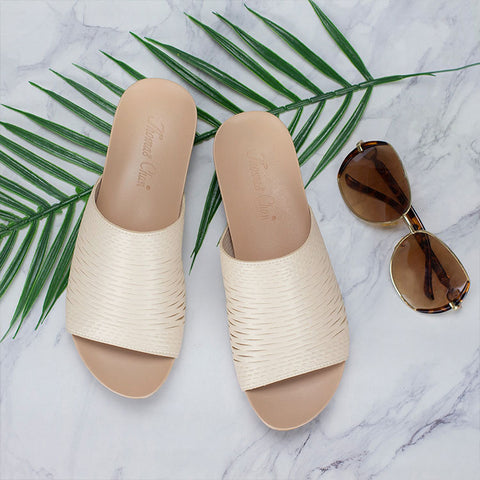 Thomas Chan comfortable beige color cutout pattern design orthopedics sandal shoes for casual occasion and daily wear