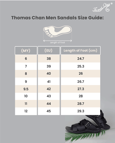 Leather sandals size guide EU and US men sandals size by Thomas Chan Shoes