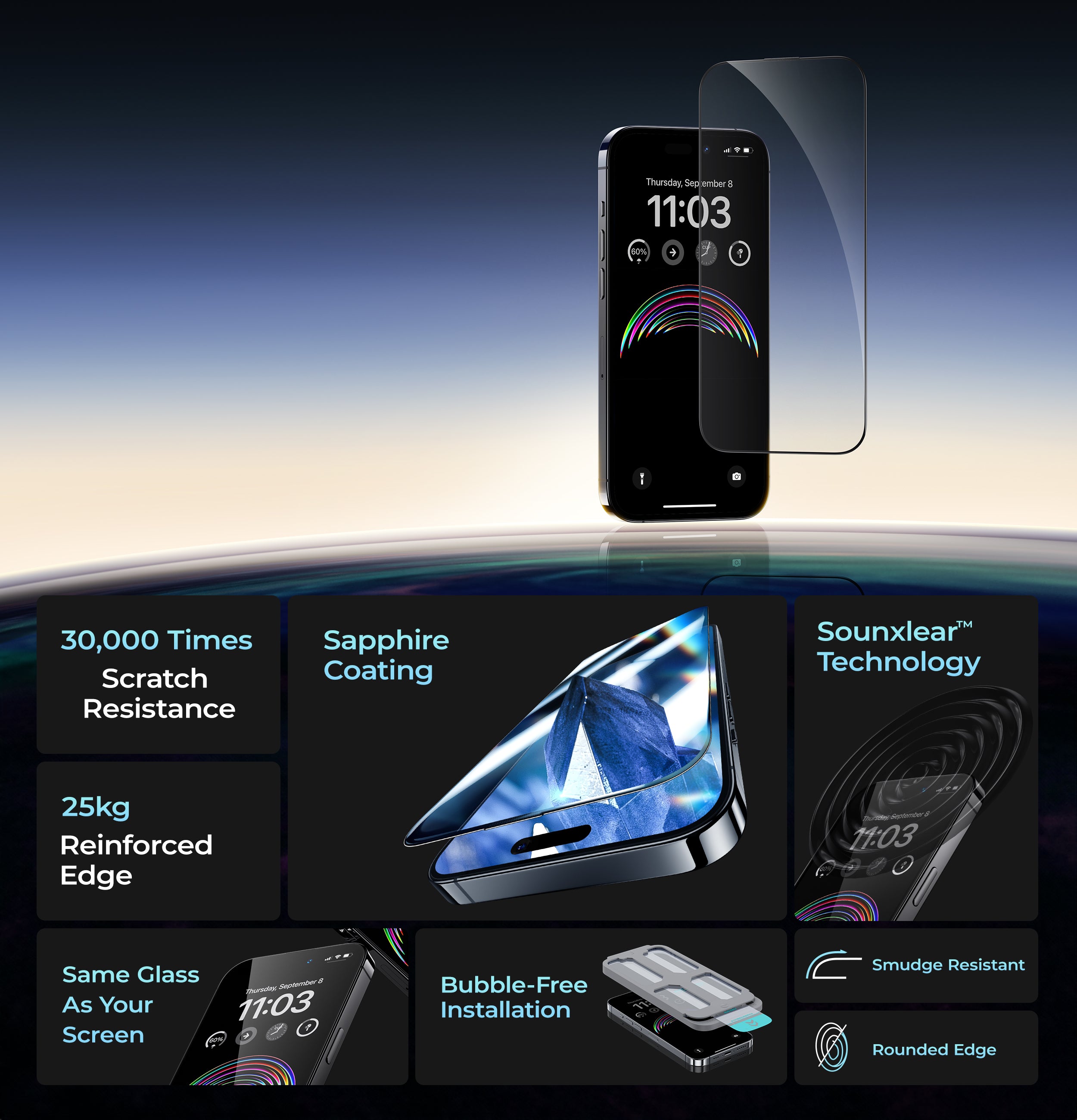 iPhone 15 Pro Max Saii 3D Premium Tempered Glass Screen Protector