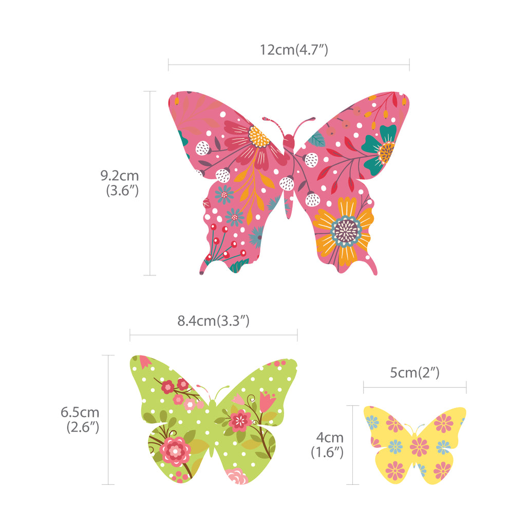 76 Patterned Butterflies Wall Stickers (Small)
