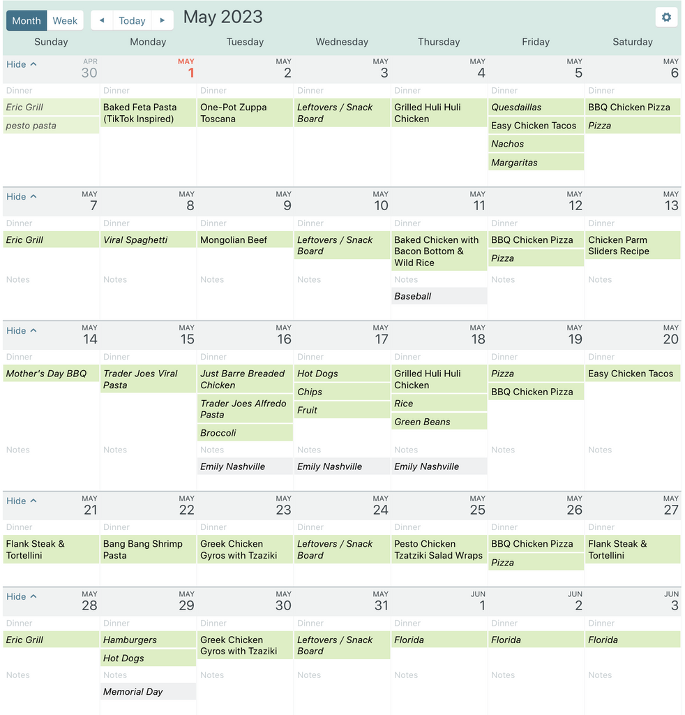 meal plan calendar for may 2023