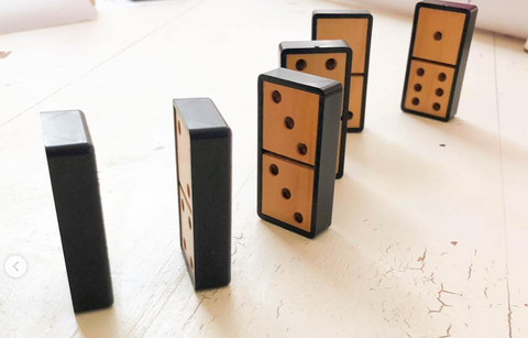 preschool activity building with dominoes