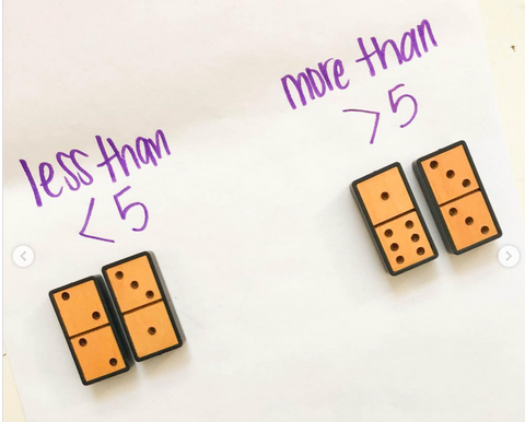preschool activity less than more than dominoes