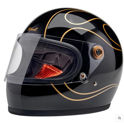 Picture of BILTWELL GRINGO S ECE 22.06 GLOSS BLACK FLAMES FULL FACE HELMET [1003-567]