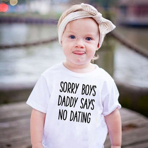 Children Funny T Shirt Sorry Girls Mommy Says No Dating Print Kids Boys T-shirt Toddler Boy Short Sleeve Fashion Casual Tees Top