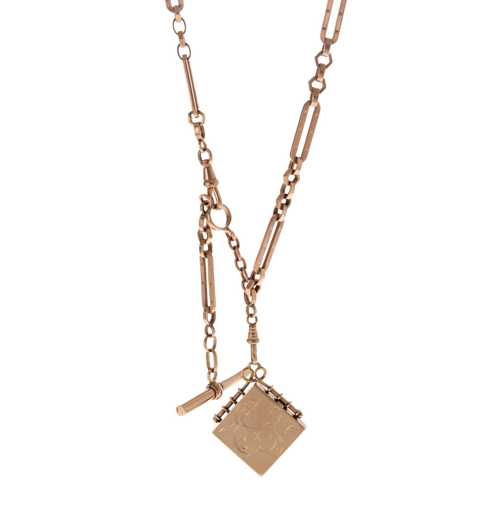 Rose Gold Albert Chain with Fob | Ariel 