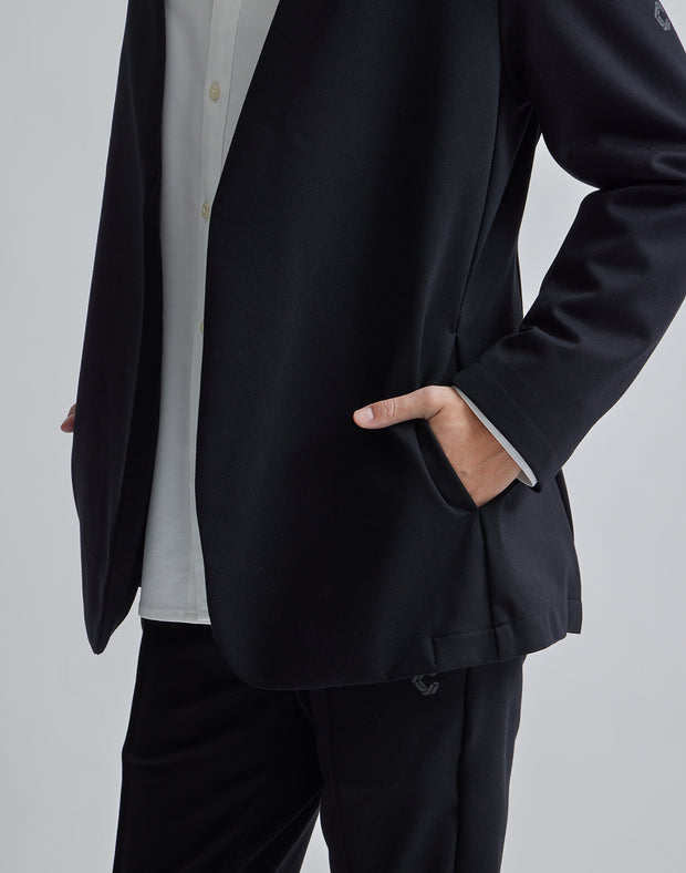 CRONOS BLACK COLLAR LESS STRETCH JACKET【BLACK】 - クロノス CRONOS