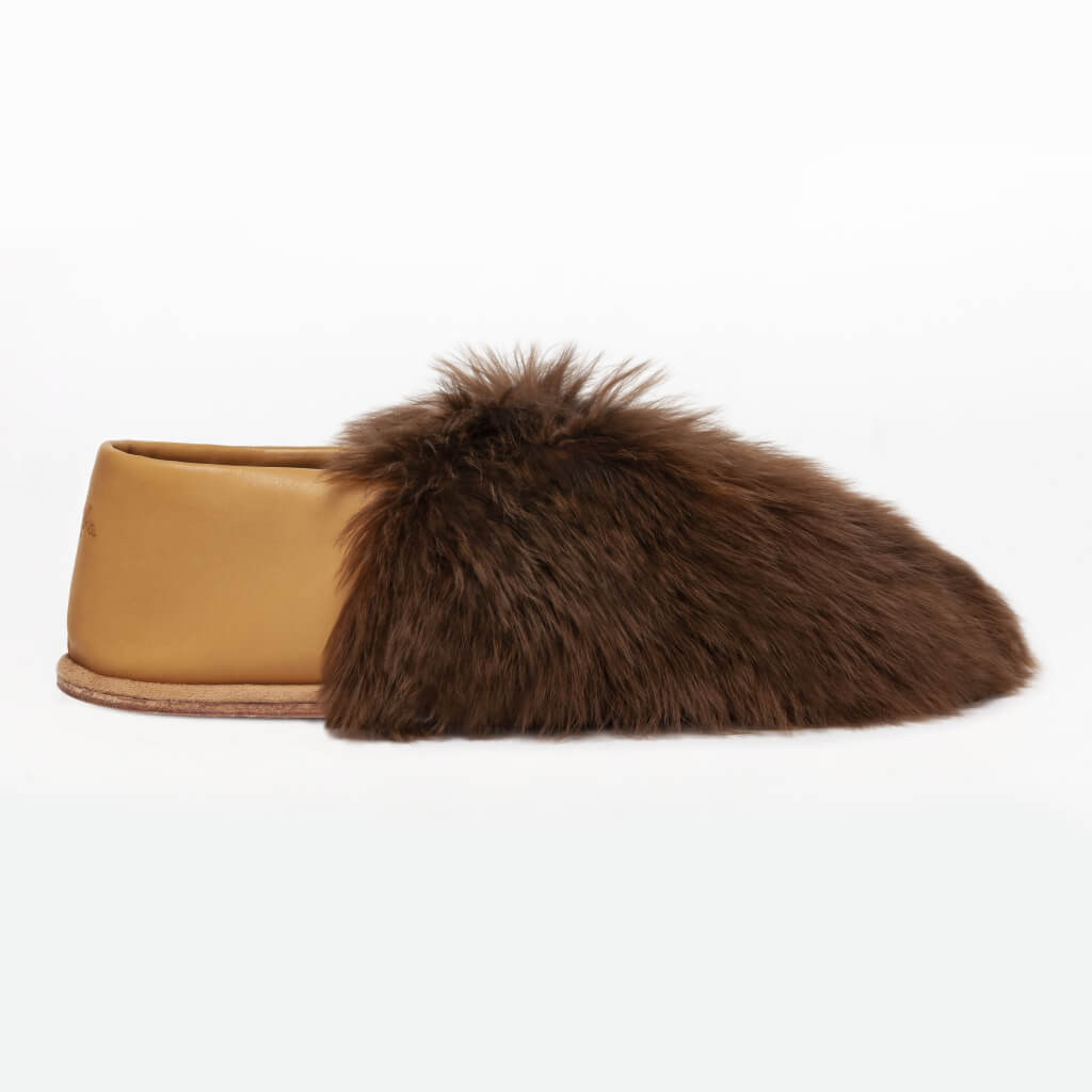 Pink x Slider Alpaca Fur Slippers. Designer Slippers - BABOOSHA Paris - Luxury Slippers M
