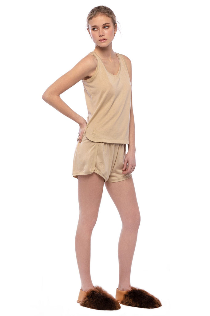 Nude Tank Top. Peruvian Pima Cotton - BABOOSHA PARIS - loungewear apparel