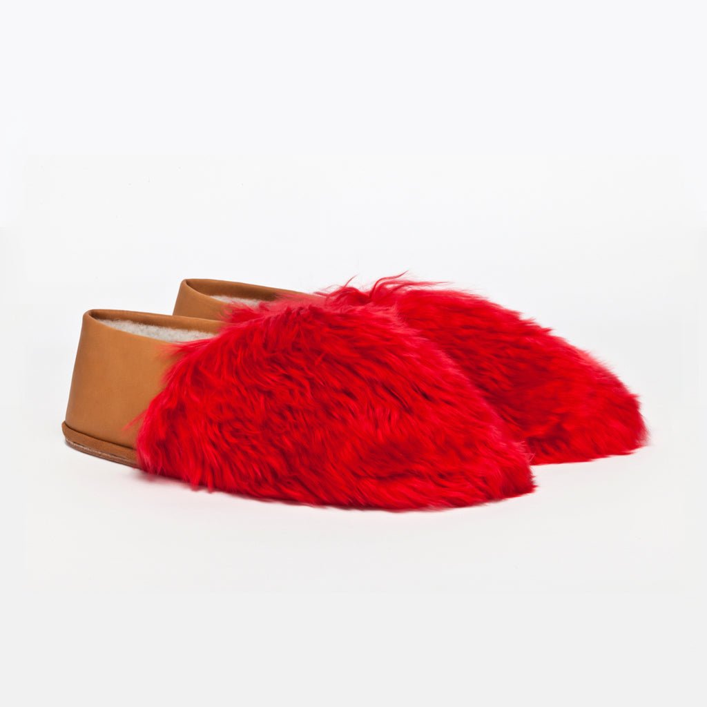 Pink x Slider Alpaca Fur Slippers. Designer Slippers - BABOOSHA Paris - Luxury Slippers M