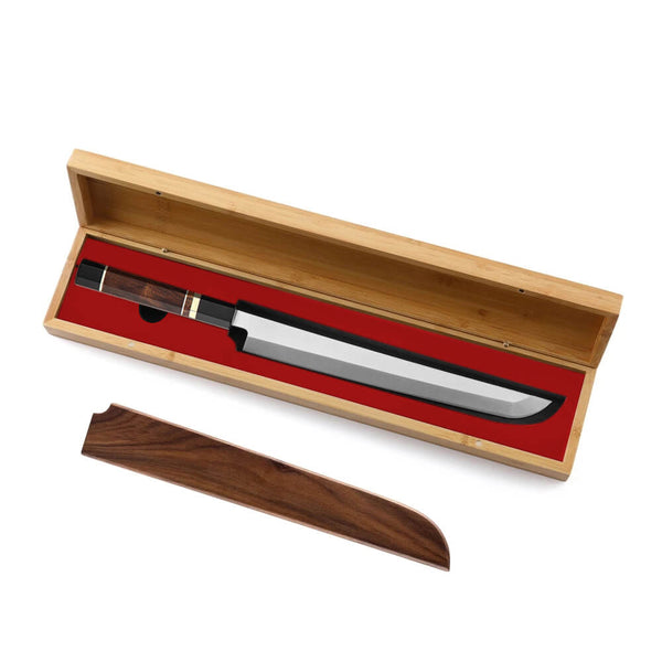 Sakimaru 10inch knife with wooden sheath and bamboo storage box