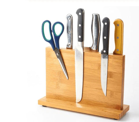 The powerful Magnetic Bamboo Multi-Function Knife Holder perfect countertop kithcen tool