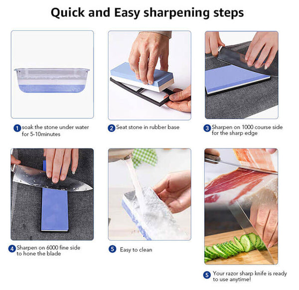 Instructions: whetstone steps to follow for knife sharpening
