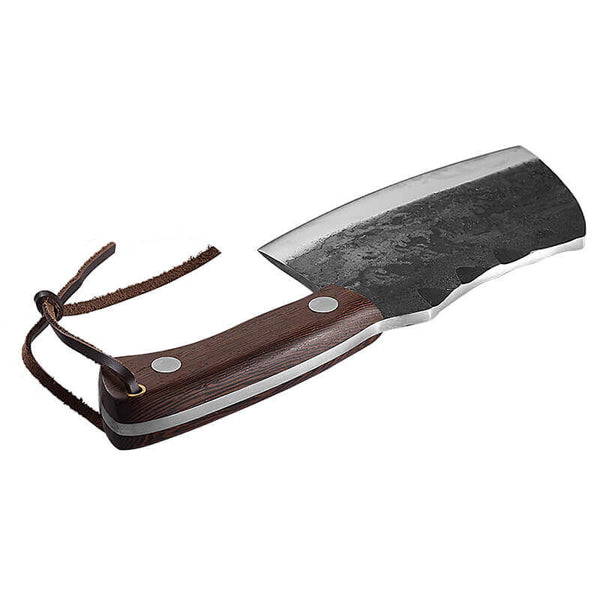 high carbon steel chef cleaver knife side view