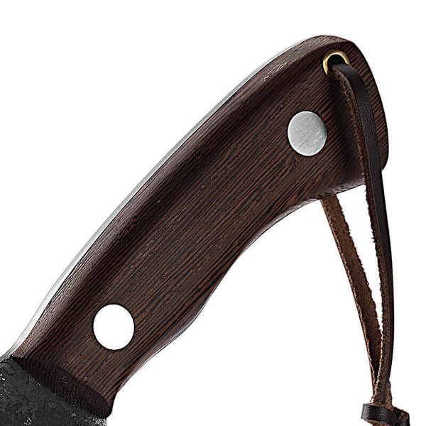 cleaver knife wenge wood handle detail