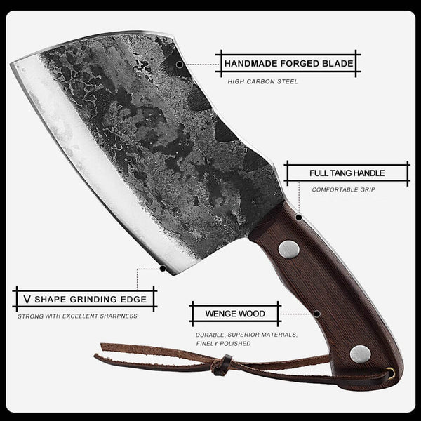 high carbon steel cleaver knife with wenge wood handle