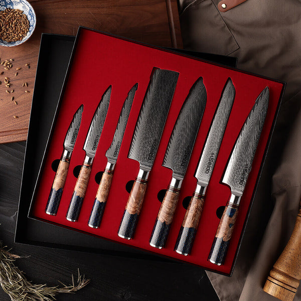 Seido Knives Hanikamu 7-piece VG10 Chef Knife Set in signature gift box