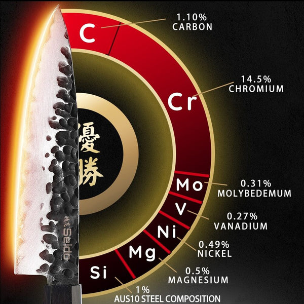 Japanese AUS-10 steel detail explained