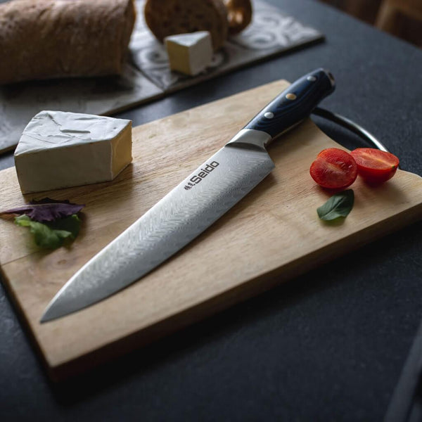 Damascus Chef Knives in the seido Kanpeki set
