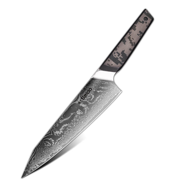 Camouflauge Damascus Kiritsuke Knife