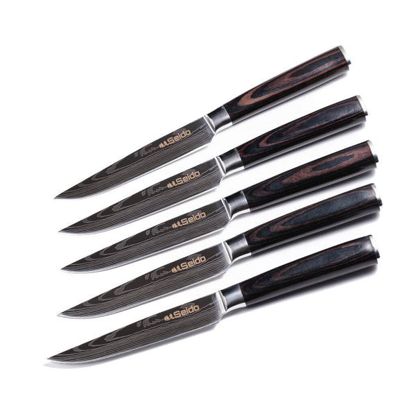 seido 5-piece straight edged steak knife set