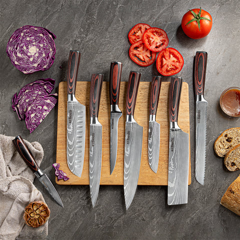 Japanese Master Chef Knife Set, 8-Piece high carbon steel knife