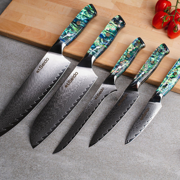 Awabi Damascus Chef Knife Set