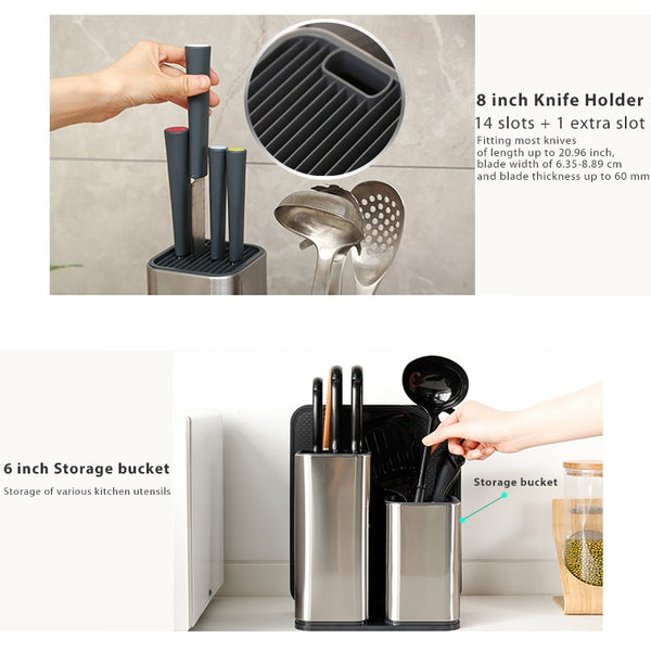 Universal Knife Block without Knives Easy Knife Storage w/ Removable  Bristles