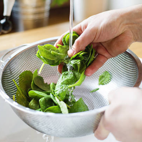 Rinse the basil with water