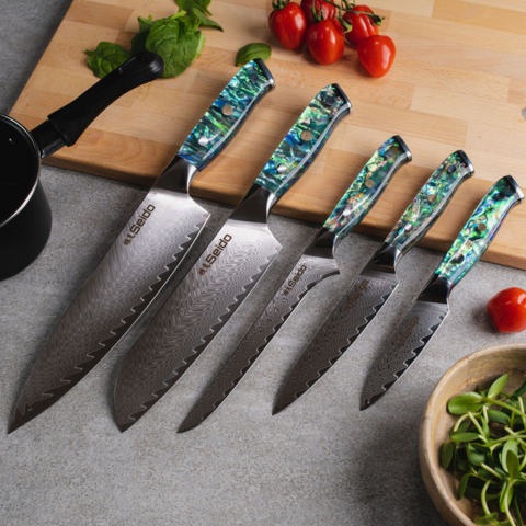 5-piece Awabi series Chef knife set which include a boning knife