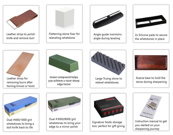 Sharpening Stone 1000 & 3000 Grit Double Sided Whetstone Set For