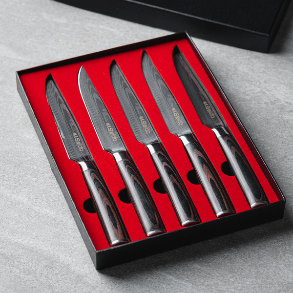 5 set of straight edge steak knives