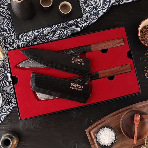 Hageshi AUS10 Knife Set in Signature Seido Knives Gift box