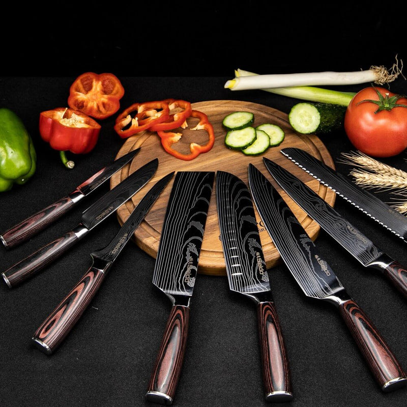 Kanpeki Straight Edge Steak Knives | VG-10 Steak Knife Set | Best Non-Serrated Steak Knives | 4-Piece VG10 Damascus Steel Steak Knives | Seido Knives