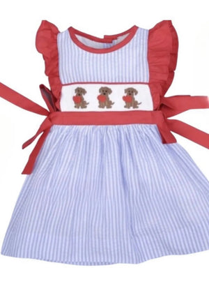 Dogs Hand Smocked Girl Dress - Abbies Place